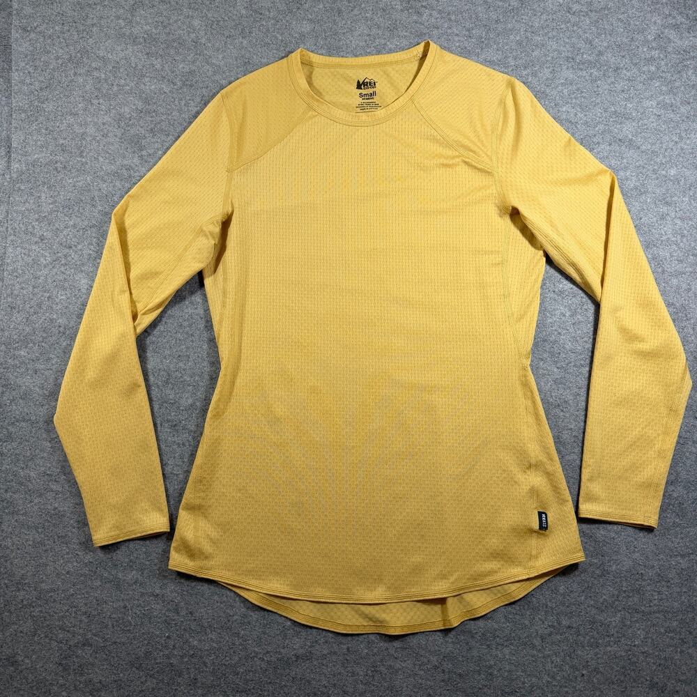 REI Co-op Long Sleeve Athletic Shirt Womens Small Breathable Yellow Mesh Stretch